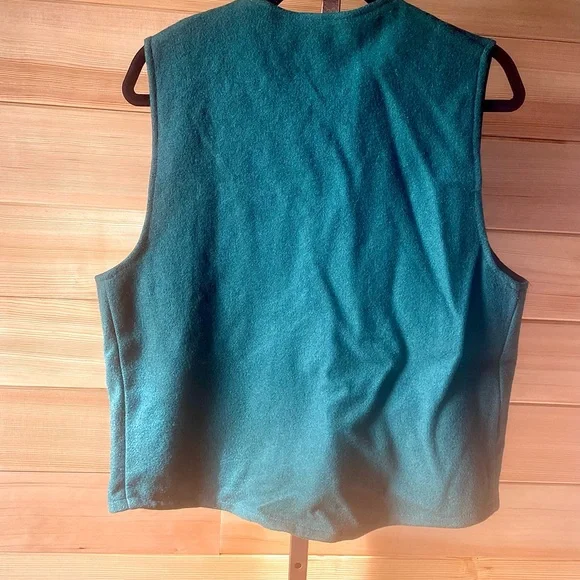 Vintage Orvis Forest Green Wool Vest Multiple Pockets Large - Picture 3 of 9